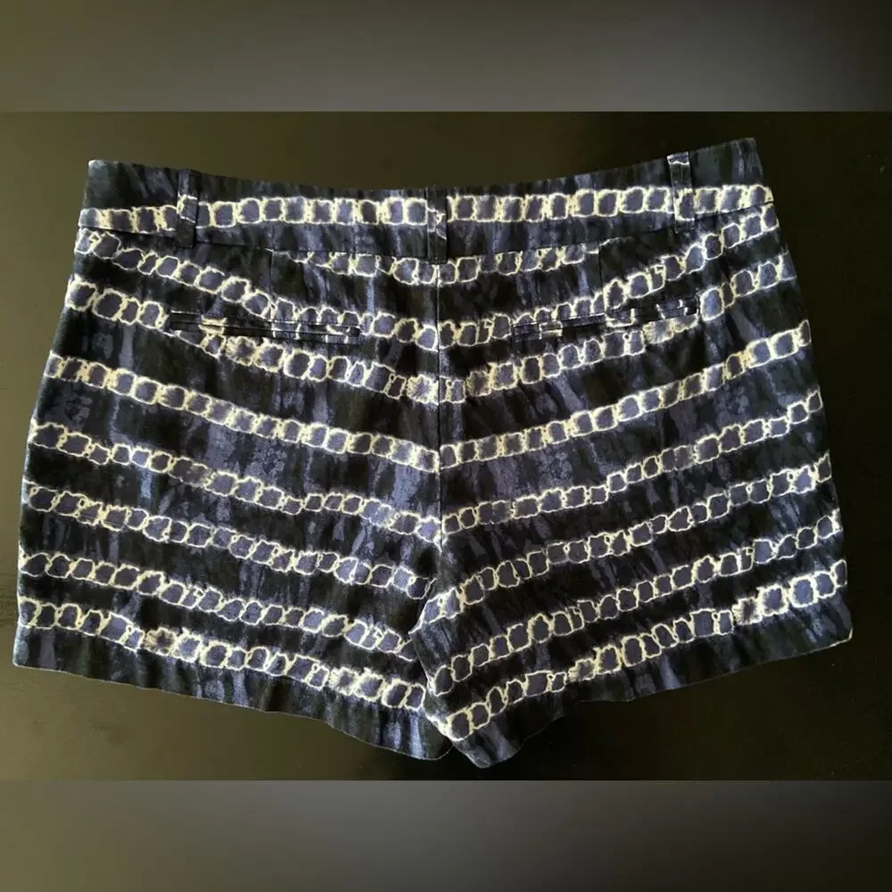 JCREW Navy Blue Tie-Dye Linen Chino Shorts sz 14 (NWOT)